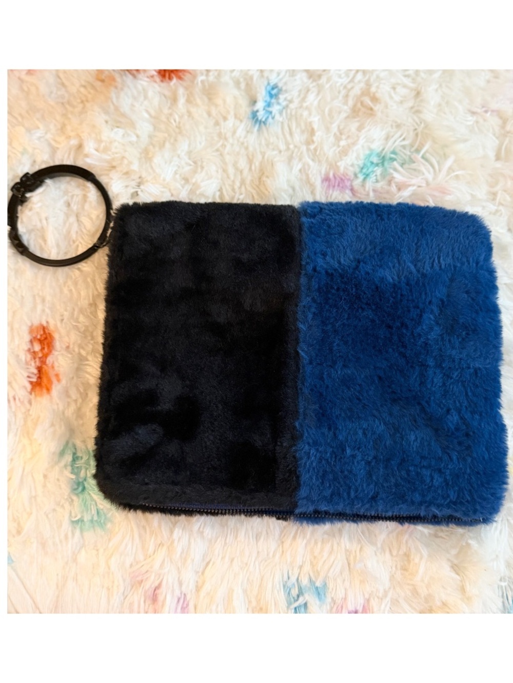 Sam Edelman Faux Fur Clutch two tone color block